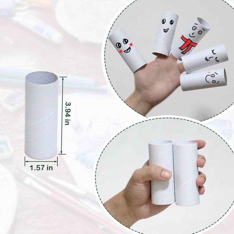 HESESOH 50 Pack Cardboard Tubes for Crafts - 1.57 x 3.94 Inches - Total White Toilet Paper Empty Rolls Round Thick Tubes Sturdy for Classroom Family Handmade DIY Projects - Image 2